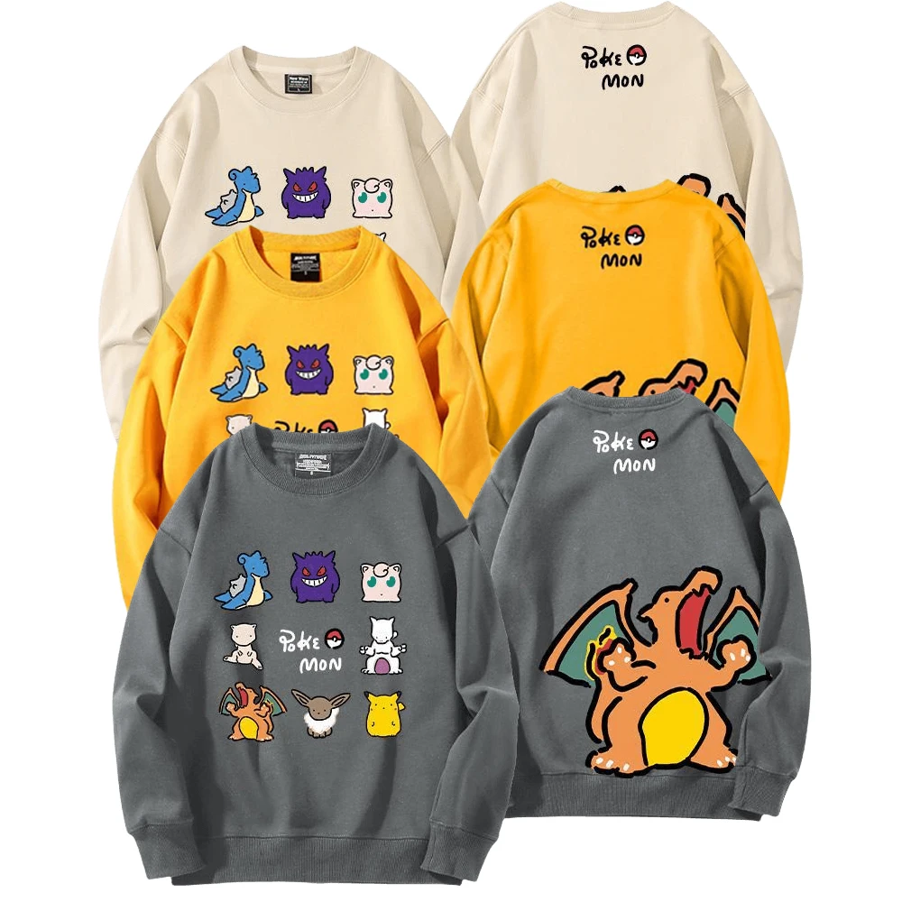 

Pokemon Round Neck Sweater Anime Gengar Charizard Pikachu Versatile Loose Fitting Casual Children Youngsters Trend Tops Clothes