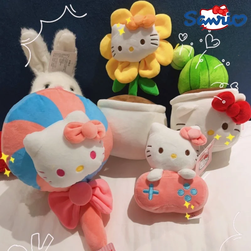 Sanrio Hello Kitty Flower Pot Culture Plush Toy Desktop Decoration Cartoon Plush Plant Home Furnishings Ornament Gift Flower 2