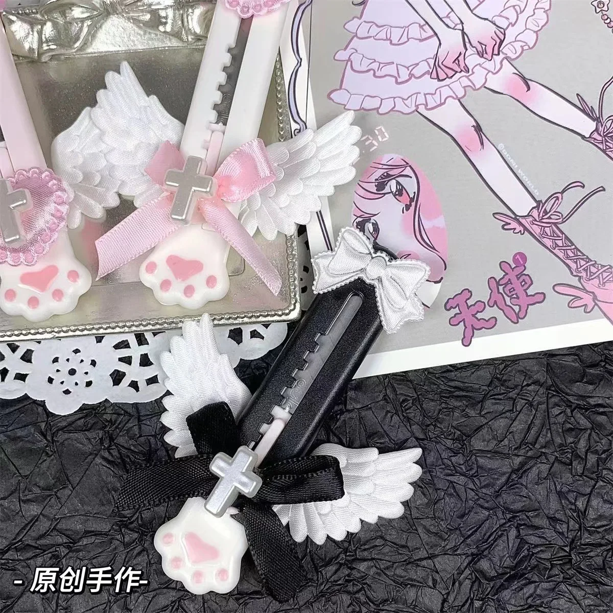 Couteau utilitaire patte de chat mignon, joli Style nœud papillon à ailes, coupe-boîte ouverte, ouvre-enveloppe de lettre, couteau de courrier, fournitures scolaires et de bureau