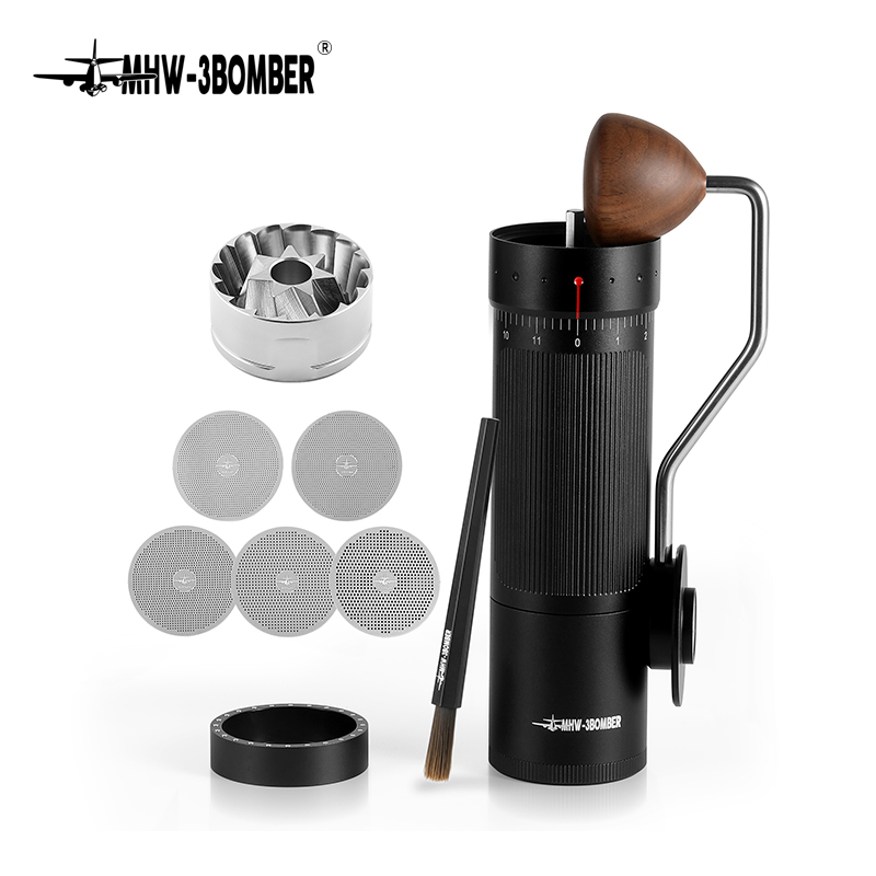 MHW-3BOMBER Manual Coffee Grinder for Espresso Pour Over Coffee Stainless Steel Conical Burr Adjustable Setting Barista Tools