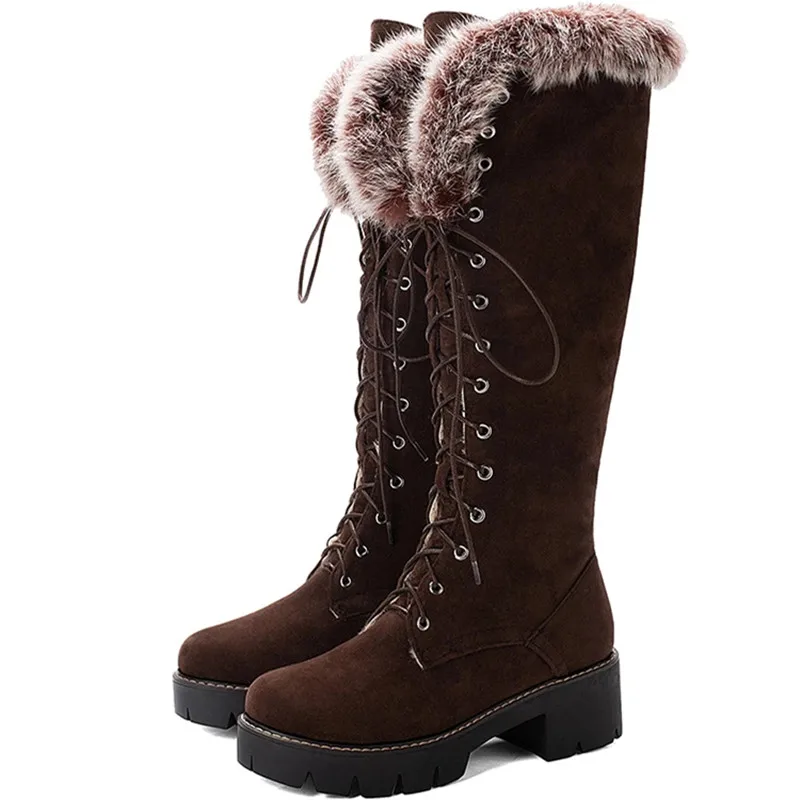 ENMAYER Fretwork Heels Velvet Zip Over-the-Knee Boots Winter Round Toe Fur Med Solid Women Winter Shoes Yellow Knee High Boots women high heel boots
