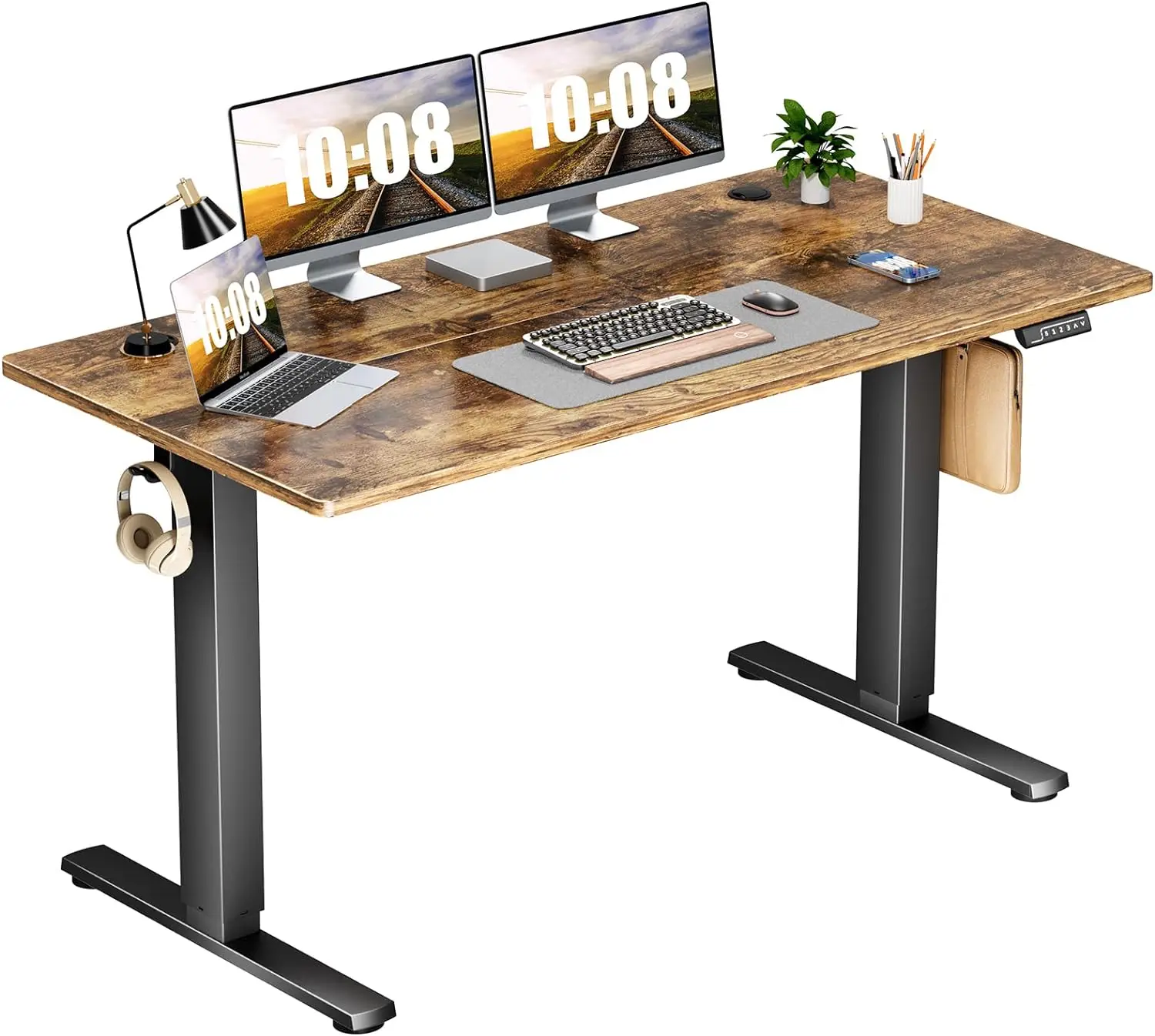 Standing Desk Adjustable Height, 55inch Electric Sit Stand up Desk for Home Office, Modern Rising Work Table