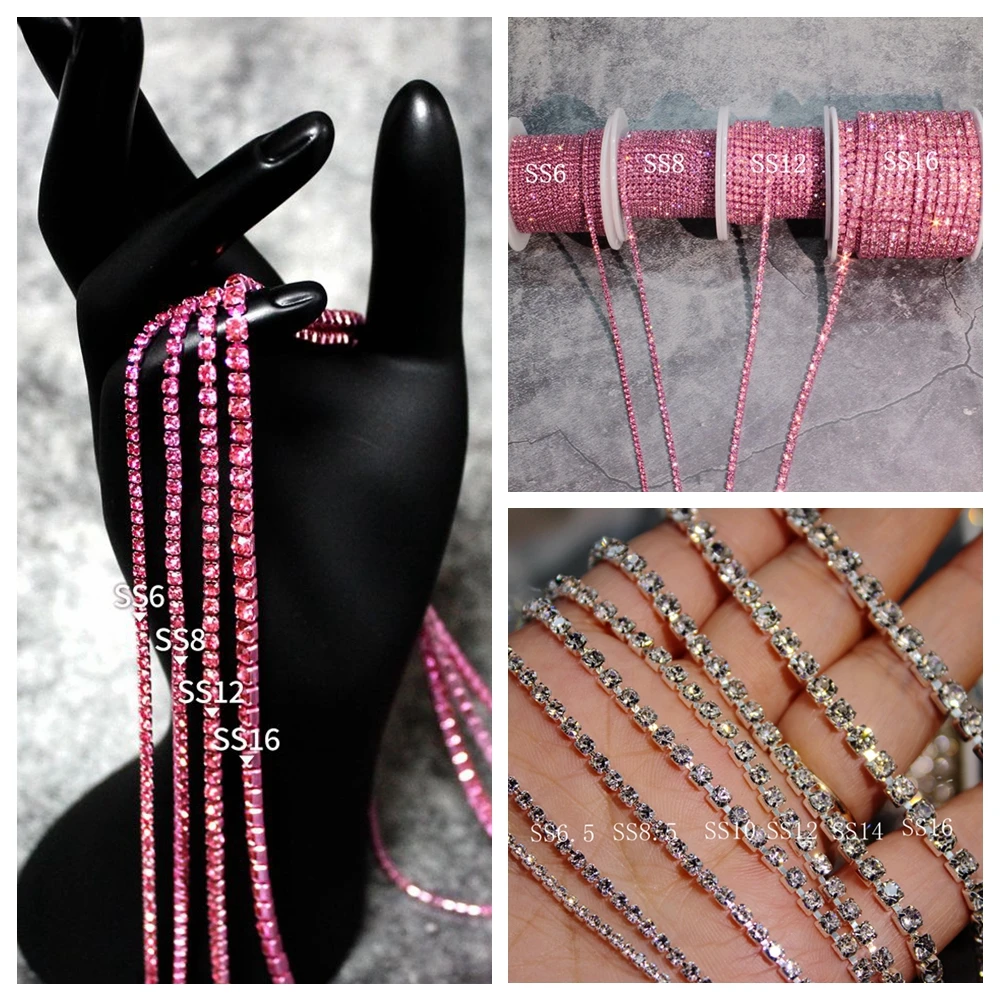 Gold Rhinestone Tassel Chain Roll with Crystal Ribbon Trim