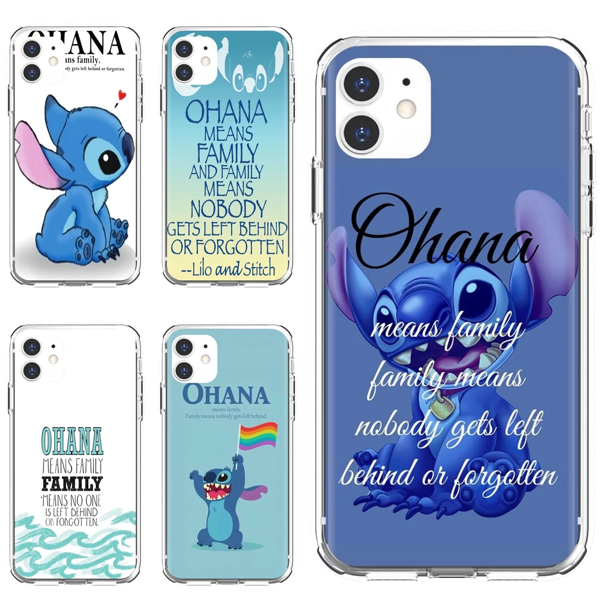 Ohana означает семейный Лило Стич Вдохновленный для iPhone 10 11 12 13 Mini Pro 4S SE 5C 6 6S 7 8 X XR XS