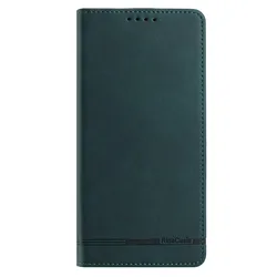 Retro Leather RFID Blocking Flip Wallet Case - 1 Card Closed Cover for Oukitel C57S (Green)