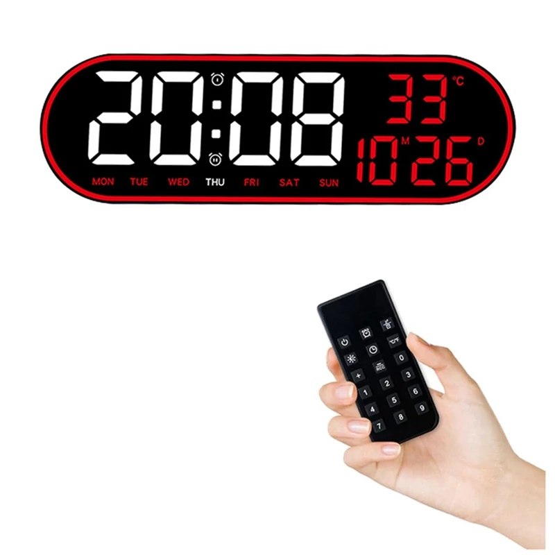 

Digital Wall Clock Large Display, 15Inch Clock With Time Date Temp Week, Timer, 1Auto-Dimming, LED Digital Clock