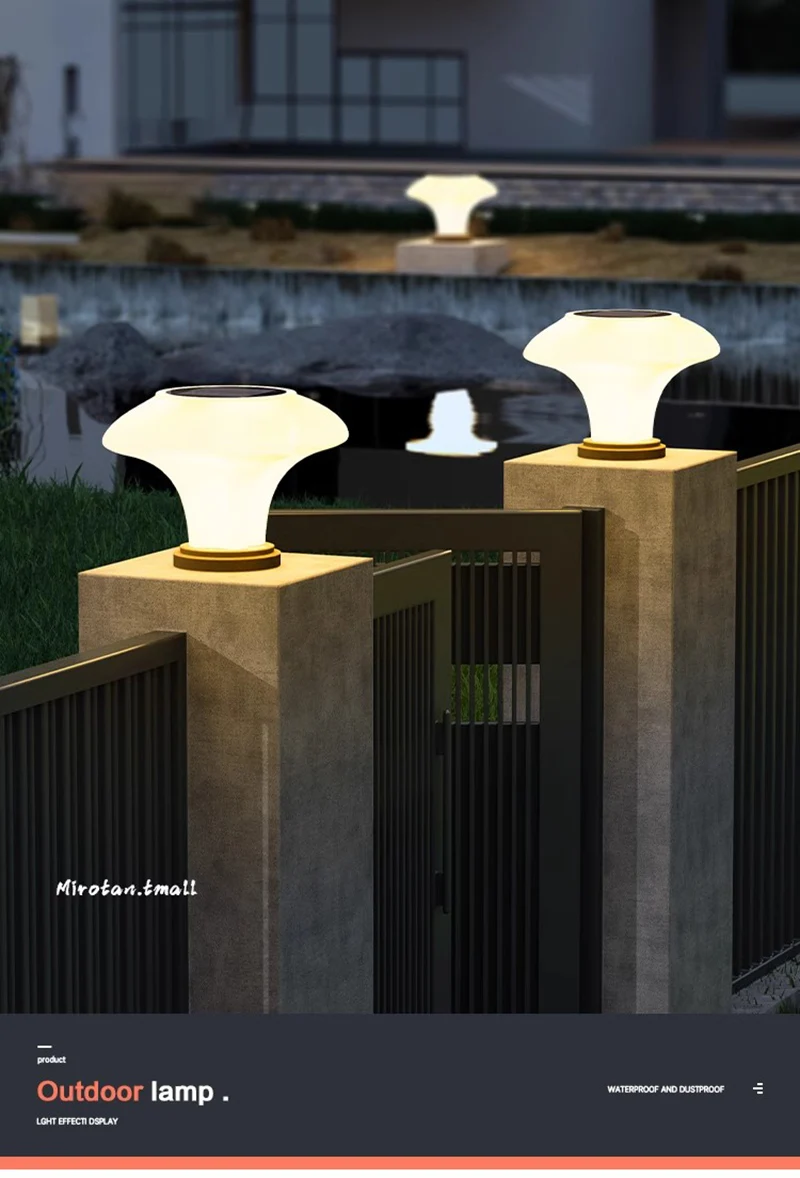 Description Picture 2 of itemSolar Pillar Lights Outdoor Waterproof LED Wall Lamp Home Decor Villa Modern Gate Garden Lighting Solar Energy Super Bright Door