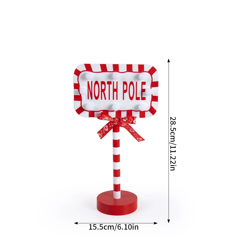 thumbnail image 1 of Lámpara navideña retro con forma de Polo Norte, señal de calle con luz LED de Papá Noel, para en la calle, soporte de luz para decoración del hogar y escritorio, fiesta de Año Nuevo 2024, 1 of 5
