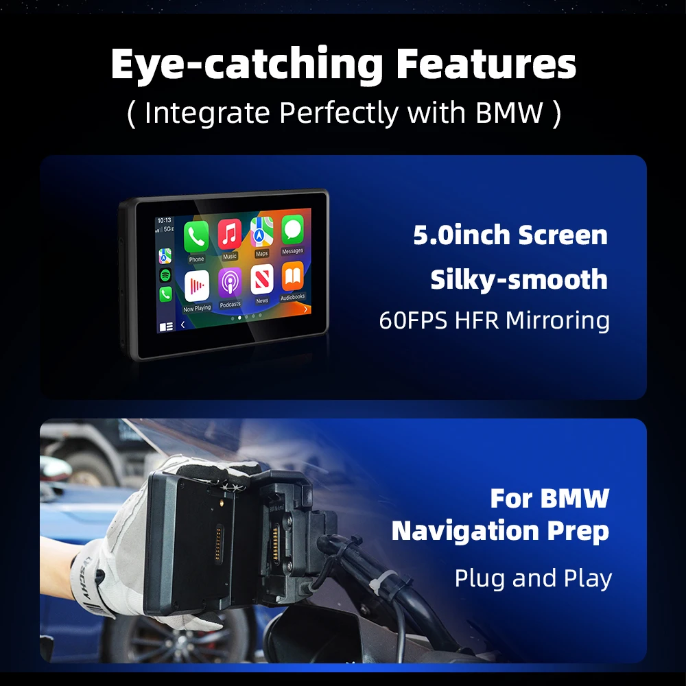EKIY 5.0 "Wireless CarPlay Moto Android Auto Per BMW R1200GS R1250GS F800 F900 S1000XR GPS Moto di Navigazione Per WonderWheel - immagine 3
