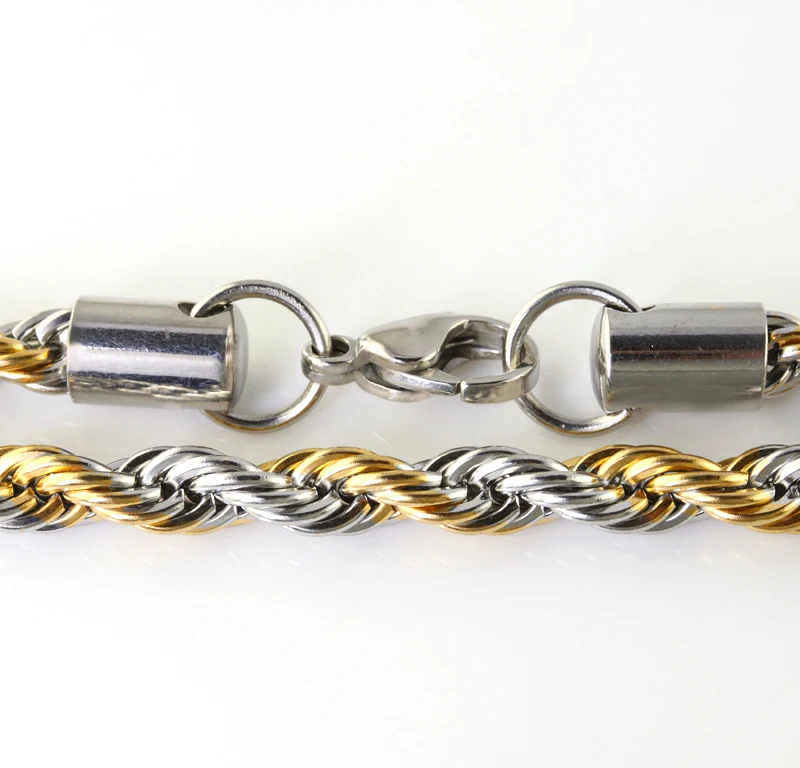 

Gold& Silver Singapore Twist Chain Necklace Rope Chain For Mens Women Stainless Steel Jewelry 6mm/8m 24 Inch