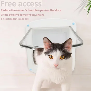 Automatic Opening Pet Cat flap Door Microchip Recognition Self-Closing QuietSeal 2-Way Entry for House Wall Glass Dog Doors