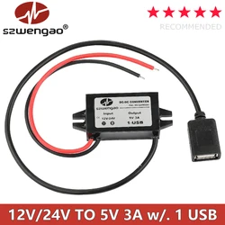 Universal Car USB Type - C Power Converter with Reverse Protection - 15W 5V 3A Output (Single Square USB)