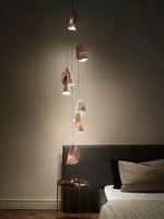Petit lustre au sol en frêne minimaliste, villa minimaliste, créativité artistique, designer, chambre à coucher, gel, long 6