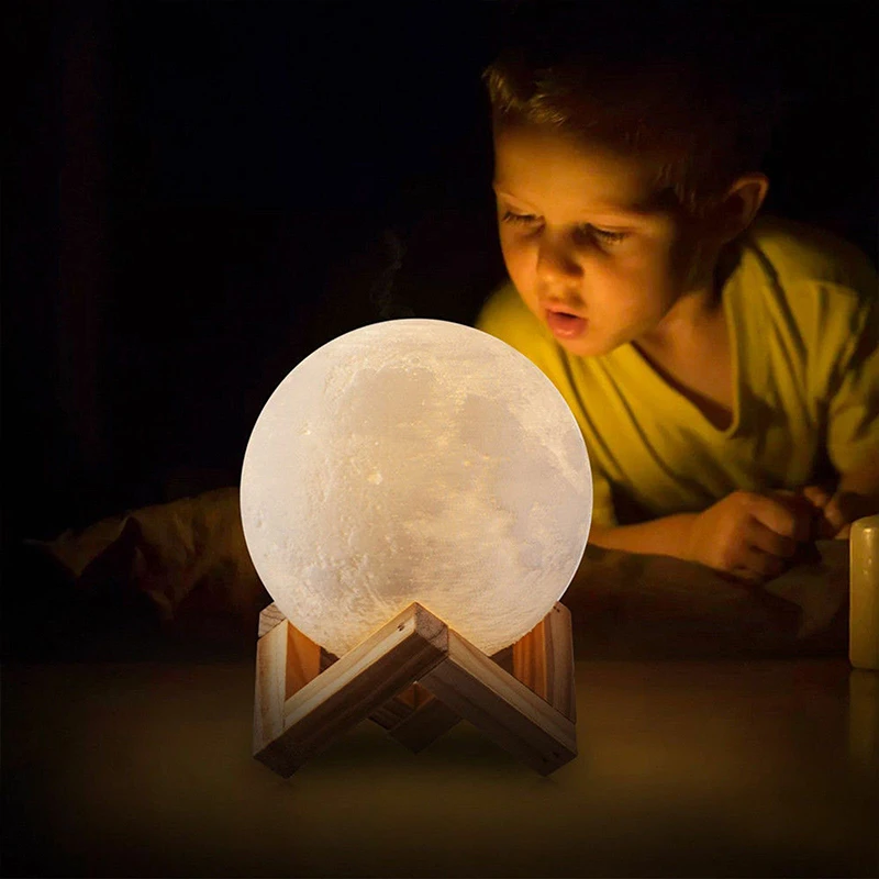 LED-Licht wiederaufladbar 3D-Druck Touch Mond Kinder Nachttischlampe Home Schlafzimmer Dekor Geburtstagsgeschenke_voghion.com