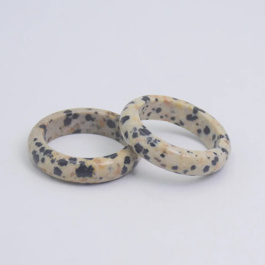 Simple Healing Crystal Band Rings Natural Stone Quartz Agates Jaspers Dainty Finger Solid Ring Women Fashion Minimalist Jewelry 4