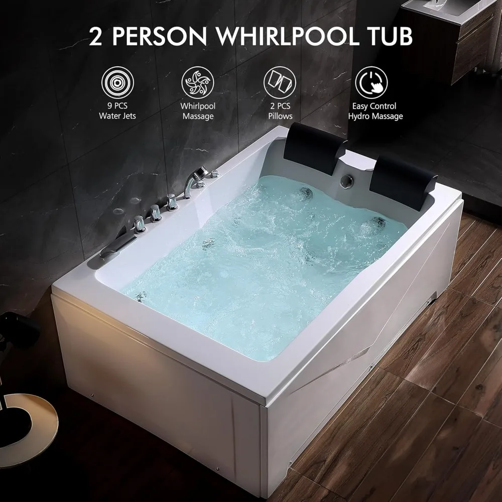 2 Person Whirlpool Bathtub,71” Whirlpool Tubs with 16 Jets,Jetted bathtub,Acrylic SPA Bath Tub,2 Person Hydro Massage Bathtub 3
