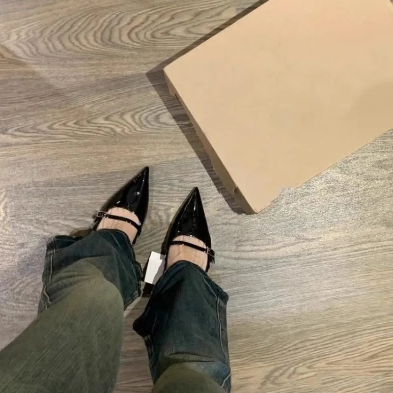Black High Heel Women 2024 Summer Woman Pumps Pointed Leather Sexy Slingbacks Shallow Mouth Single Shoes For  Sandals 4