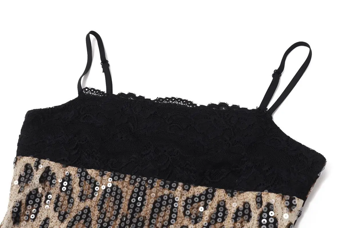 Dikla Leopard Sequin Spaghetti-Strap Maxi Dress detail view 1