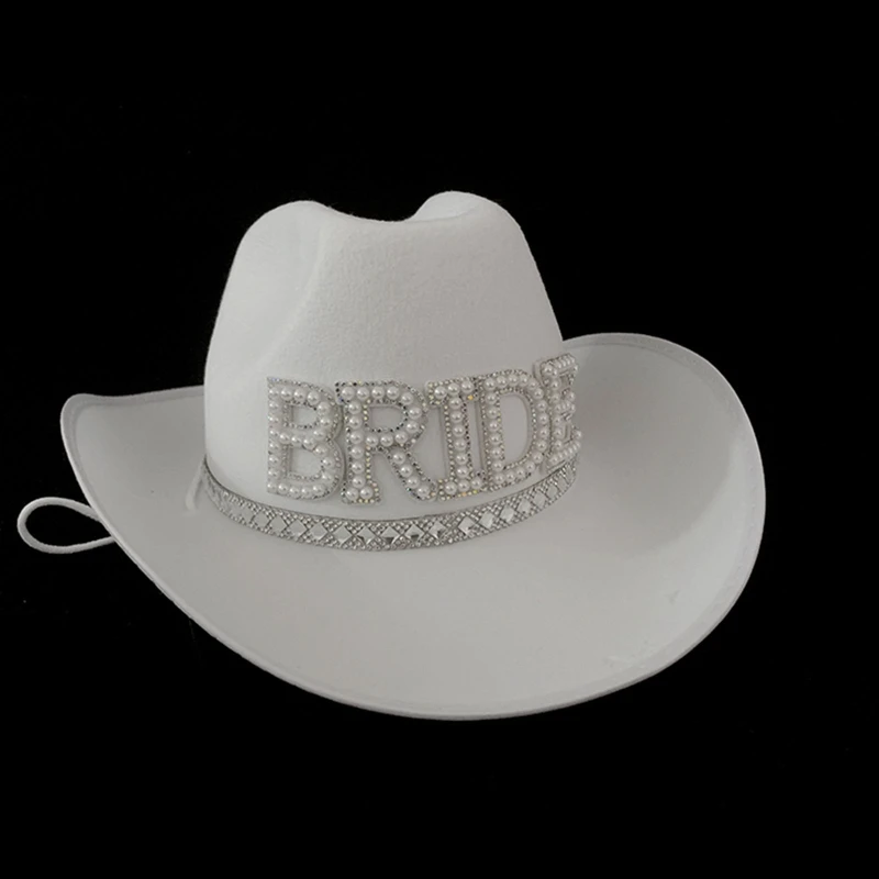 White Elegant Cowgirl Hat Bride Wedding Photo Costume Props Summer