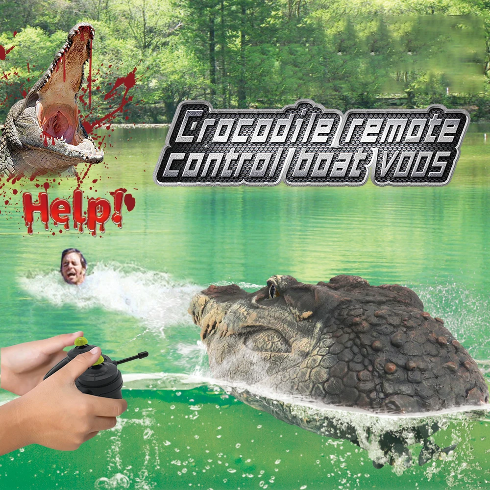 Q2 2.4G Remote Control Crocodile Head, RC Animals, Electric Funny& Scary Toy, Swim in Water, Joke& Trickery, Boy Kid Gift