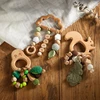 1pc Newborn Wooden Teething Rattle Toy Beech Animal Pendant Personalised Name Rattles Chew Baby Products Teethers For Baby 1