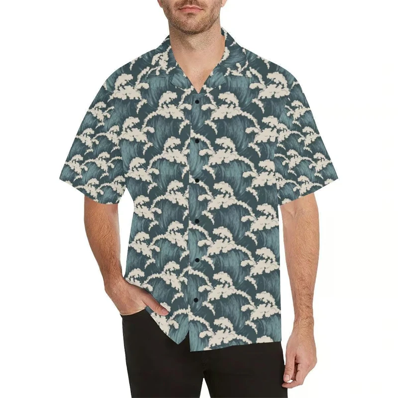 thumbnail image 1 of Nueva Camisa hawaiana de manga corta con estampado de rayas para hombre, camisetas Aloha, camisetas cubanas, blusas informales de verano de gran tamaño para mujer, 1 of 5