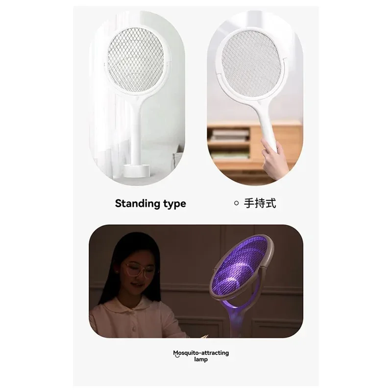 Abgh-isolado Segurança Carregamento Rápido 5 Em 1 Mata-moscas, Lâmpada Elétrica Ajustável Contra Mosquitos Com Raquete Abs