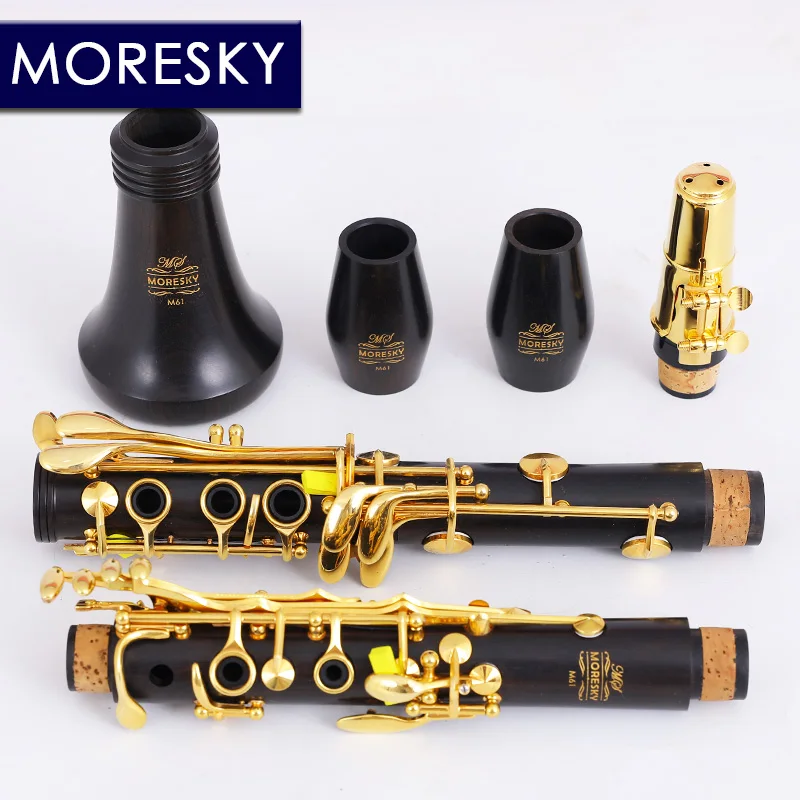 クラリネット 高級ダブルスタンド ブラックウォールナット無垢材　手工品 MORESKY レッドウッドプロフェッショナルクラリネット Bb ローズ