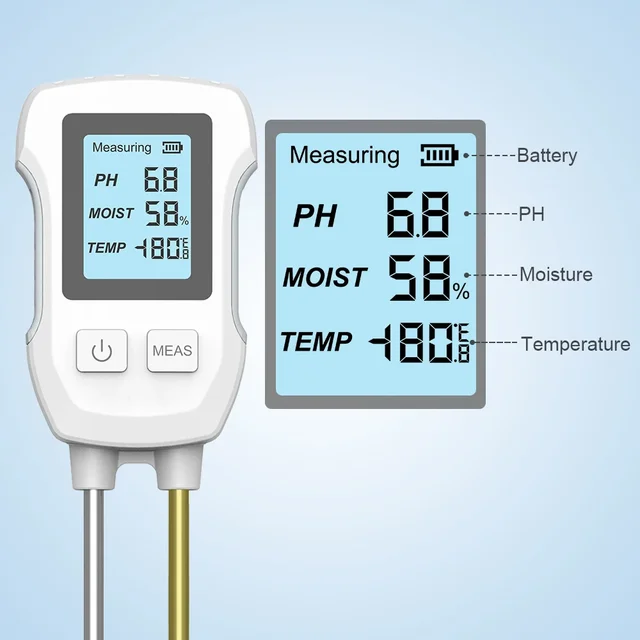 3in1 Soil Tester PH/Moisture/Temp Digital LCD Meter Heat-resistant Metal Sensor Humidity Monitor for Flower Plants Gardening 2