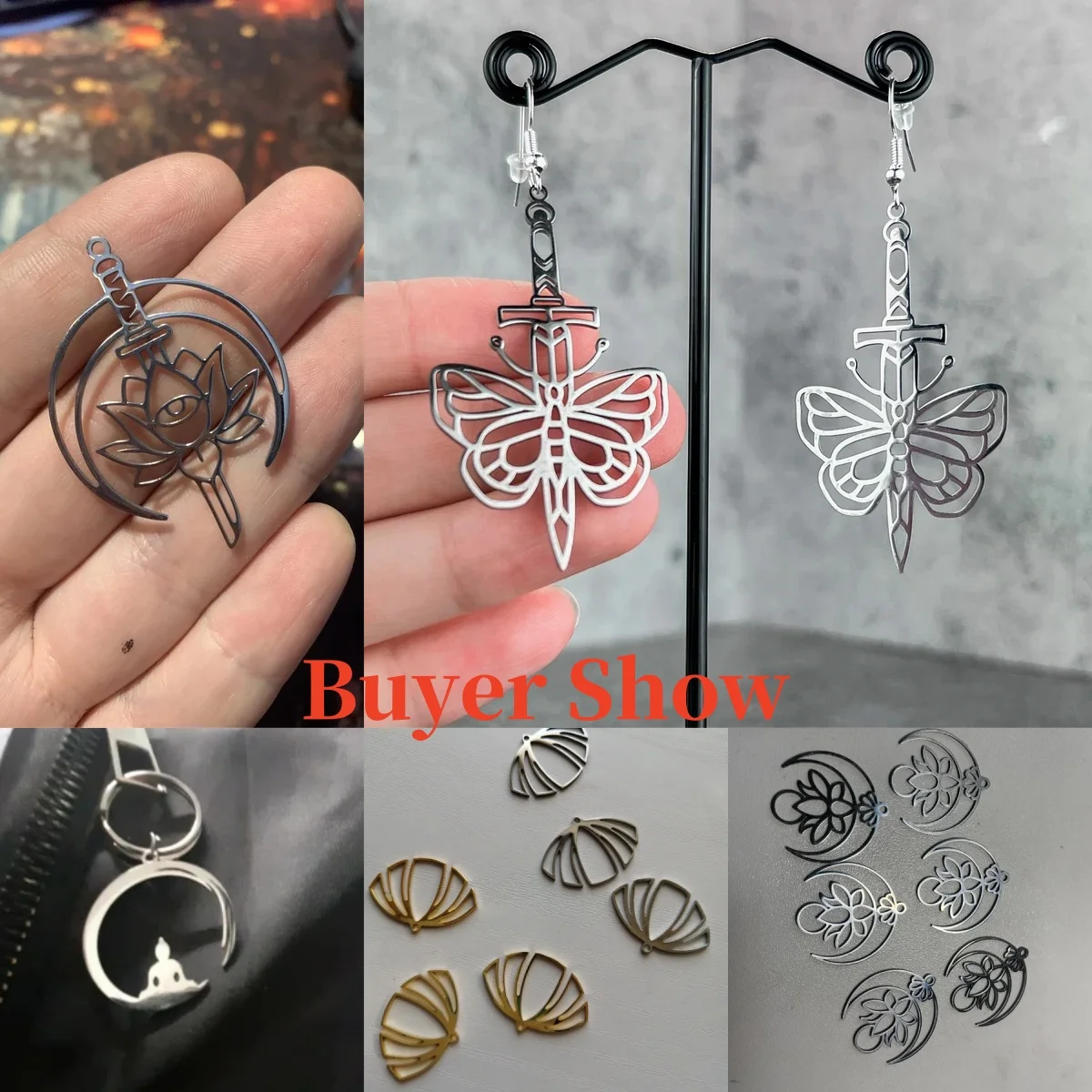 3PCS Stainless Steel Charms DIY Earrings Lotus Flower Yogo Buddha Pendant Charm For Jewelry Making Necklace Religion Amulet Accessories