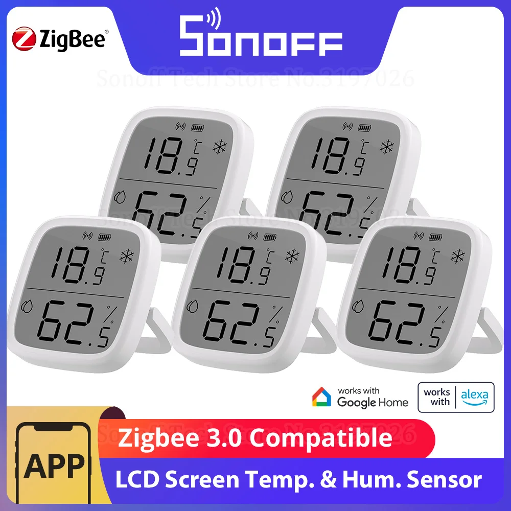 SONOFF Sensor de temperatura y humedad, SNZB 02D Zigbee 3,0, LCD