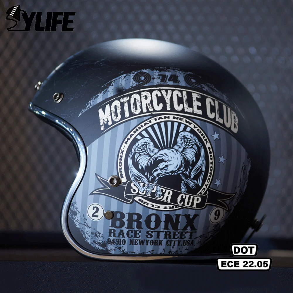 

Retro 3/4 Open Face Helmet DOT Certification Motorcycle Helmet ECE Approved Capacete De Moto Vintage Casco Men Women Casque