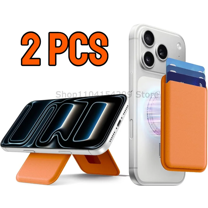 Leather Magnetic Wallet with Foldable Stand and Card Holder Pocket
