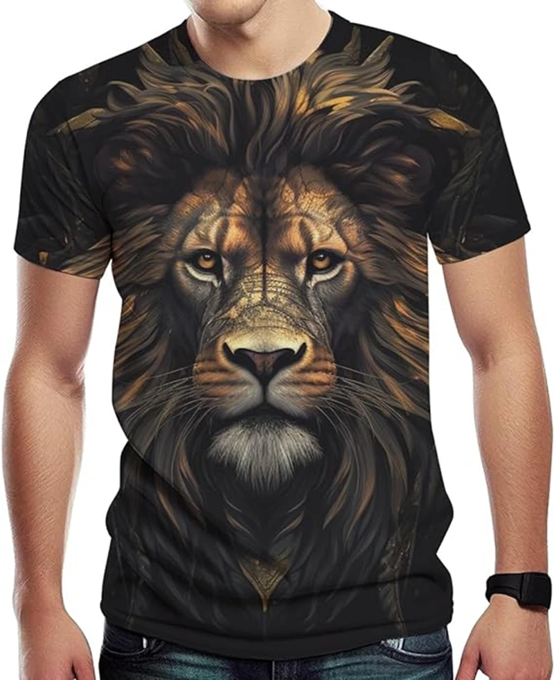 

Mens Animal Lion 3D Print T-Shirt Casual Short Sleeve Tee Shirt