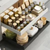 Cabinet pull-out storage rack,kitchen dish rack,spice rack,No punching telescopic expansion storage box, cutlery storage basket 1