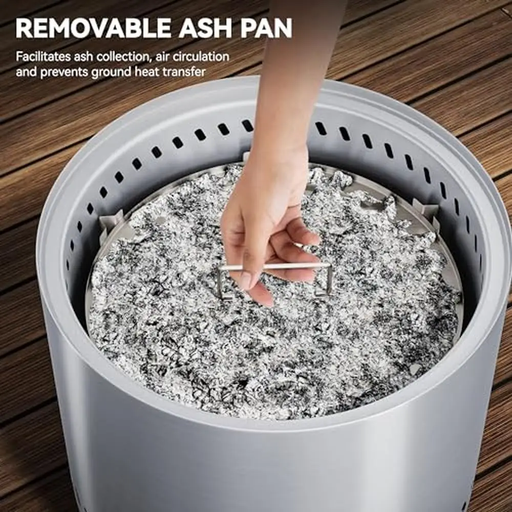 Description Picture 6 of item19" Stainless Steel Smokeless Fire Pit with Removable Ash Pan & Carry Bag Portable Outdoor Wood Burning Firepit Patio