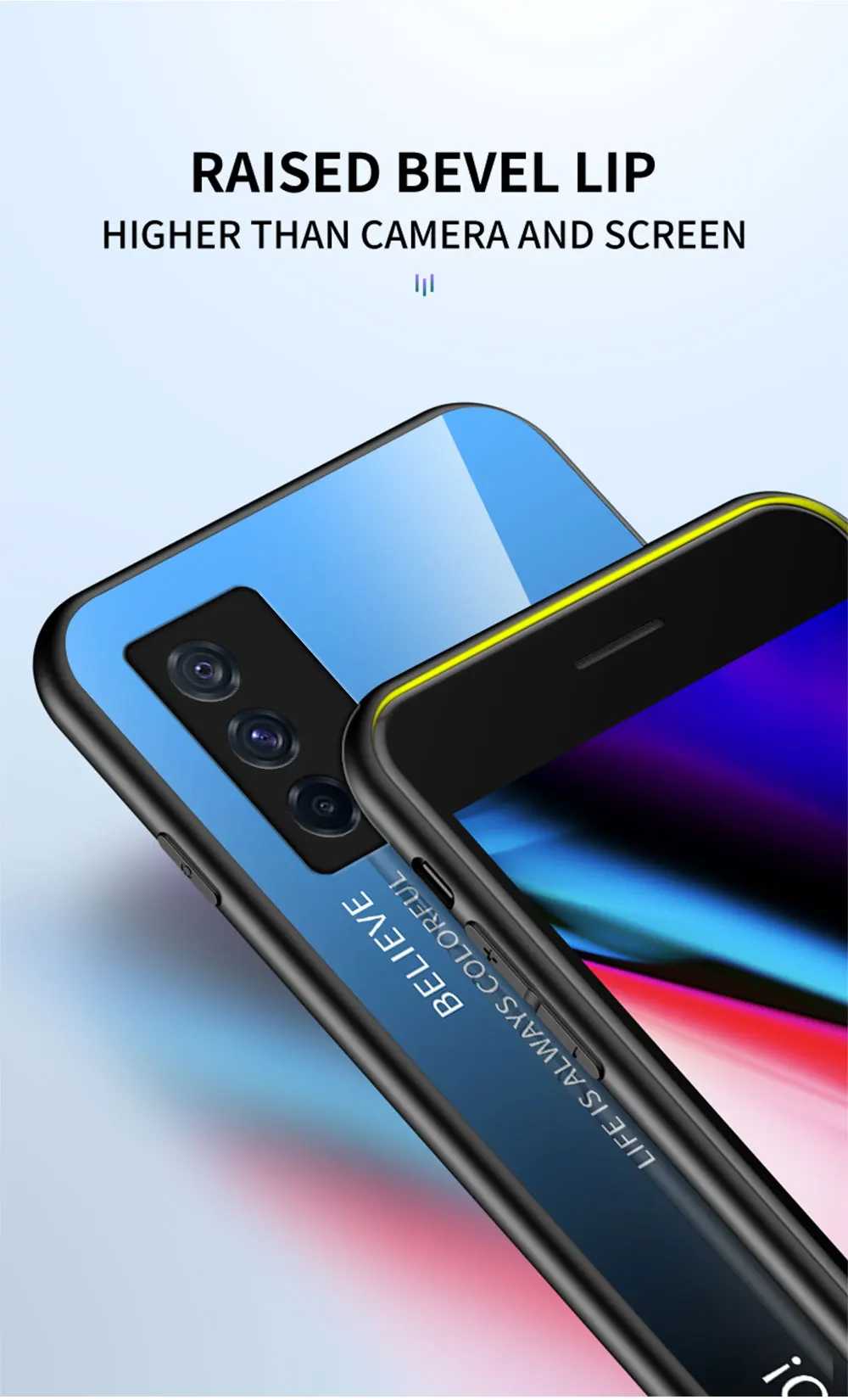 IQOO 9 Pro Case DECLAREYAO Capa de vidro rígido para VIVO IQOO 8 7 5 Pro Neo 6 3 Capa Moldura de silicone Ultra Slim Vidro temperado_voghion.com
