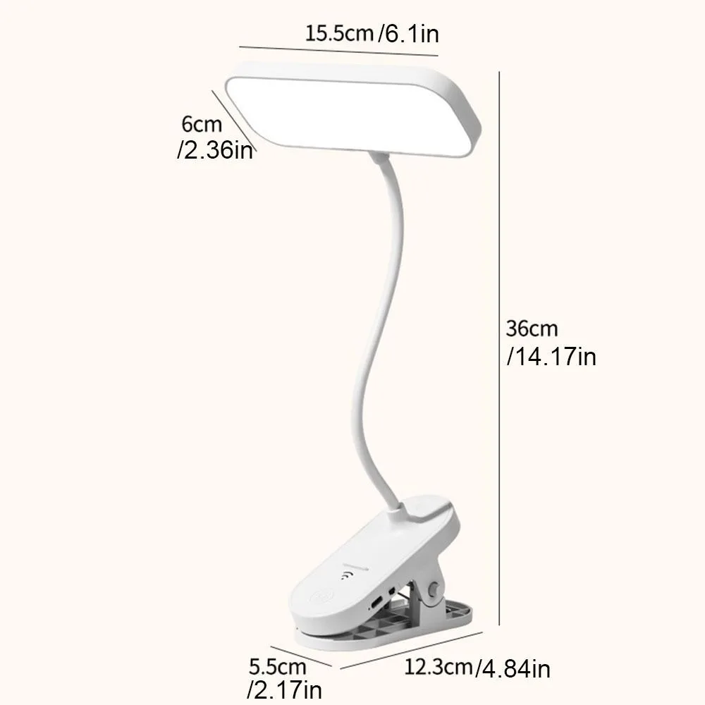 3 Colors LED Clamp Desk Lamp Touch Dimming Eye Protection Bedroom Table Lamp 360° Rotate Energy-Efficient Reading Lamp with Clip