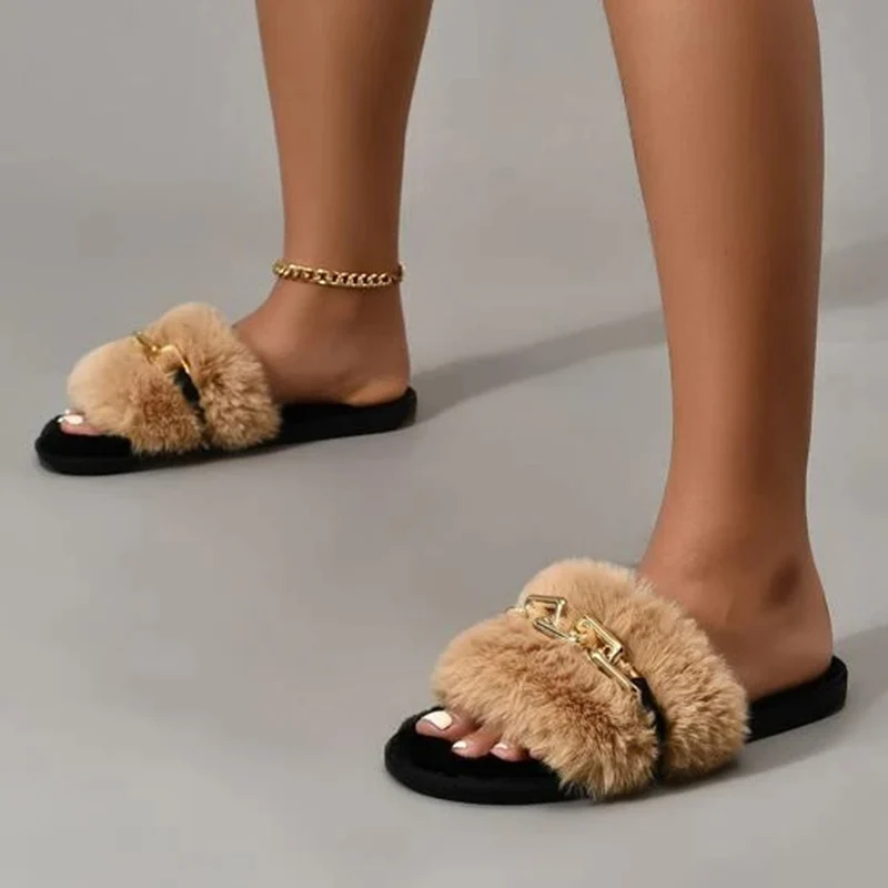 Designer Women's Slippers Black Open Toe Slippers