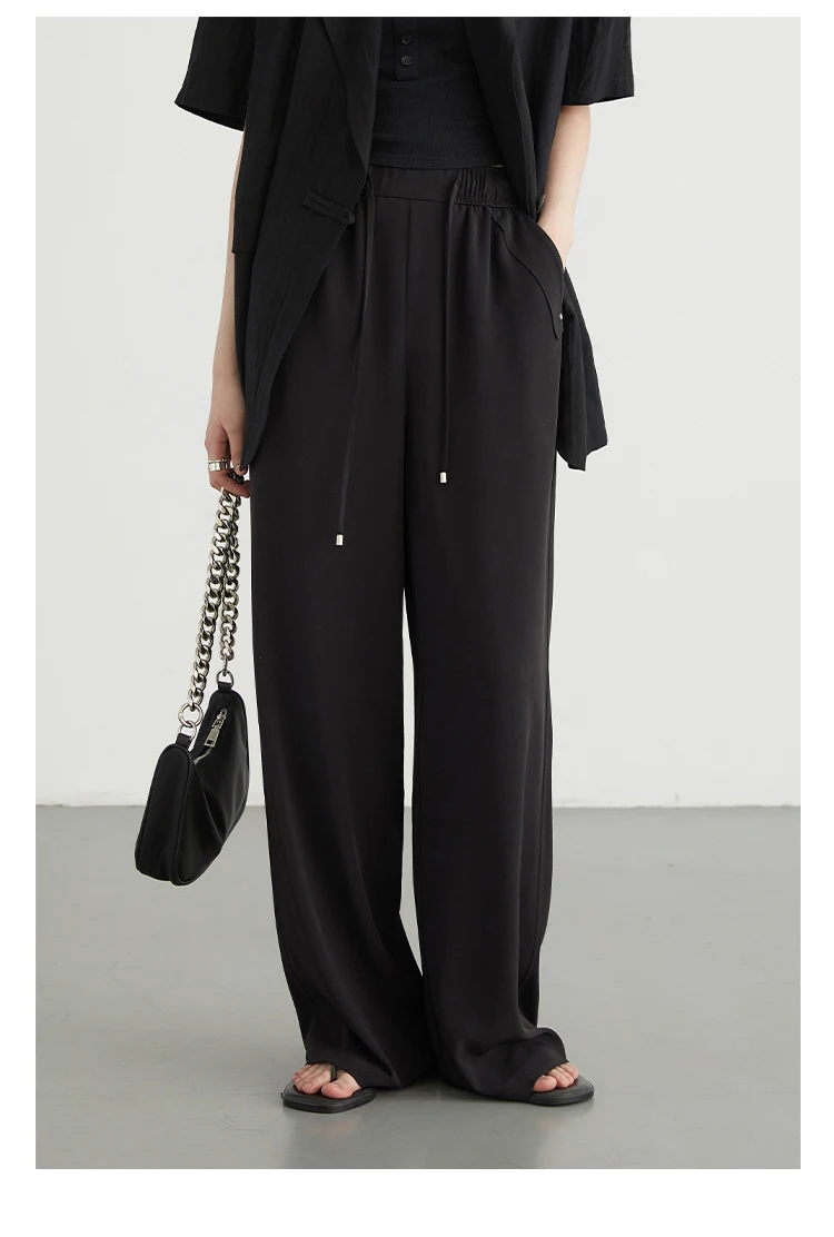 CHIC VEN Women Pants Loose New Elastic High Waisted Wide Leg