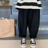 deer jonmi 2024 Spring Children Casual Haren Pants Solid Color Korean Style Baby Boys Cotton Loose Trousers 1