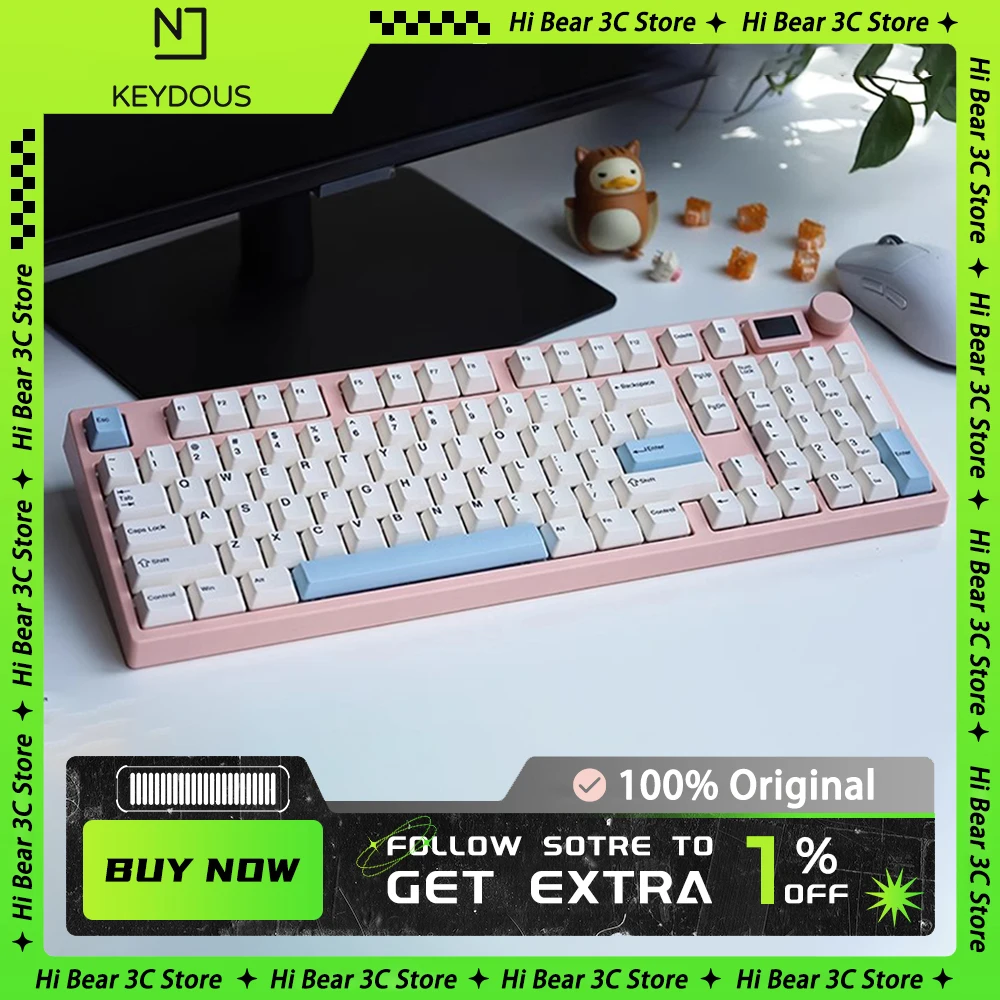 

Keydous NJ98-CP Mechanical Keyboard Multifunctional Knob Three Mode Wireless Gaming Keyboard Custom Screen Pc Gamer Accessories