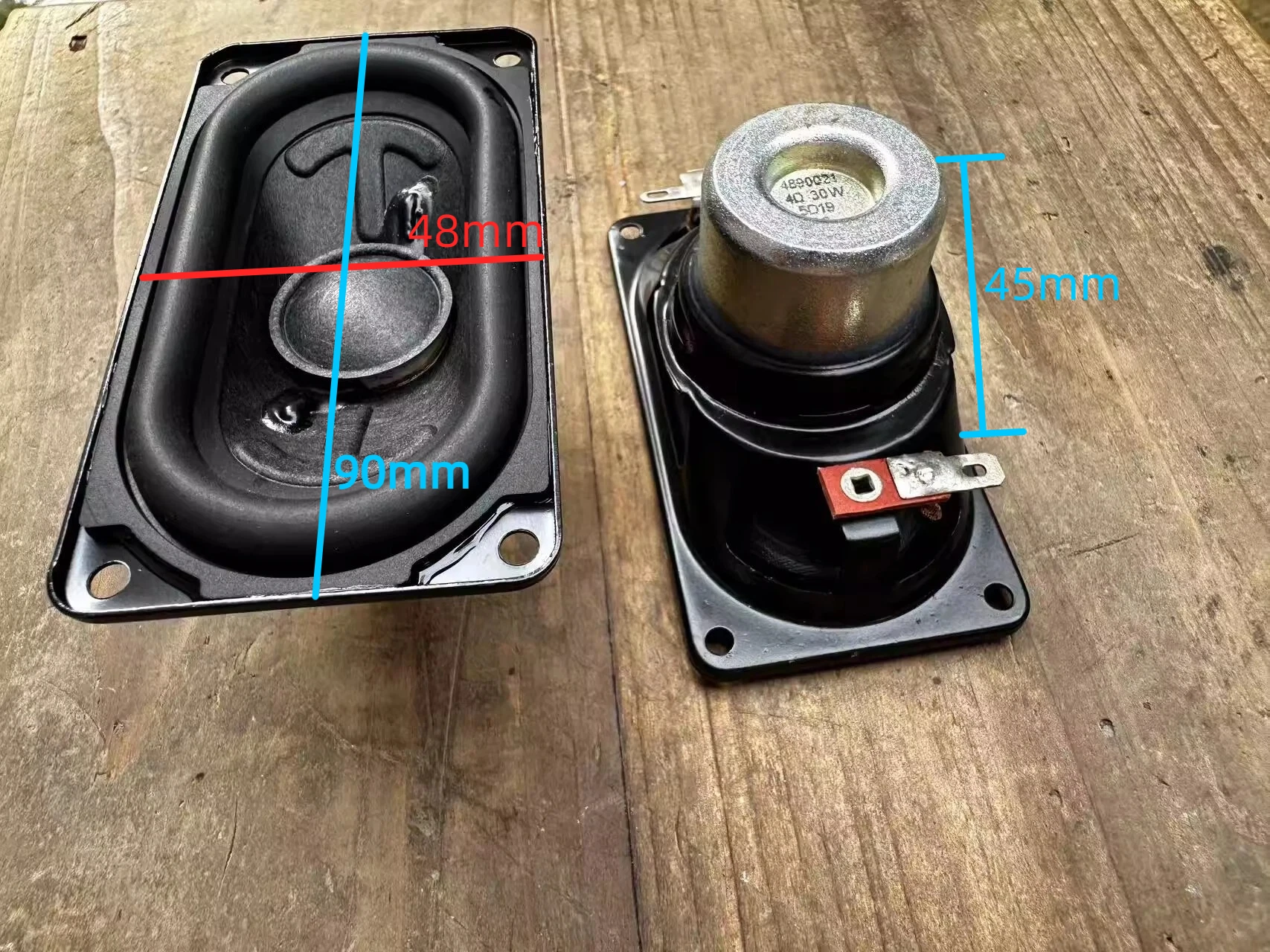 GHXAMP For Harman 90x48mm High-Power Rectangle Racetrack Speaker - Audiophile, Neodymium, Paper Cone, 4 Ohm 30 W 2PCS