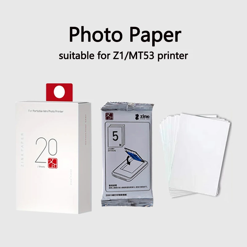 HPRT MT53 또는 HPRT Z1 특정 인화지 M53/Z1 프린터용 2x3인치 접착식 원본 인화지