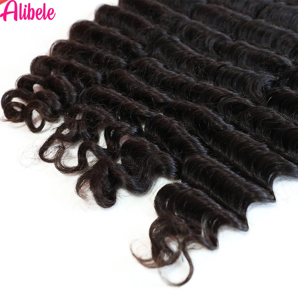 Human Hair Weave Bundles Alibele 12A Grade Loose Deep Wave Bundles Human Hair Deals Malaysia Virgin Hair Loose Curly Weave Bundles Natural Black Color