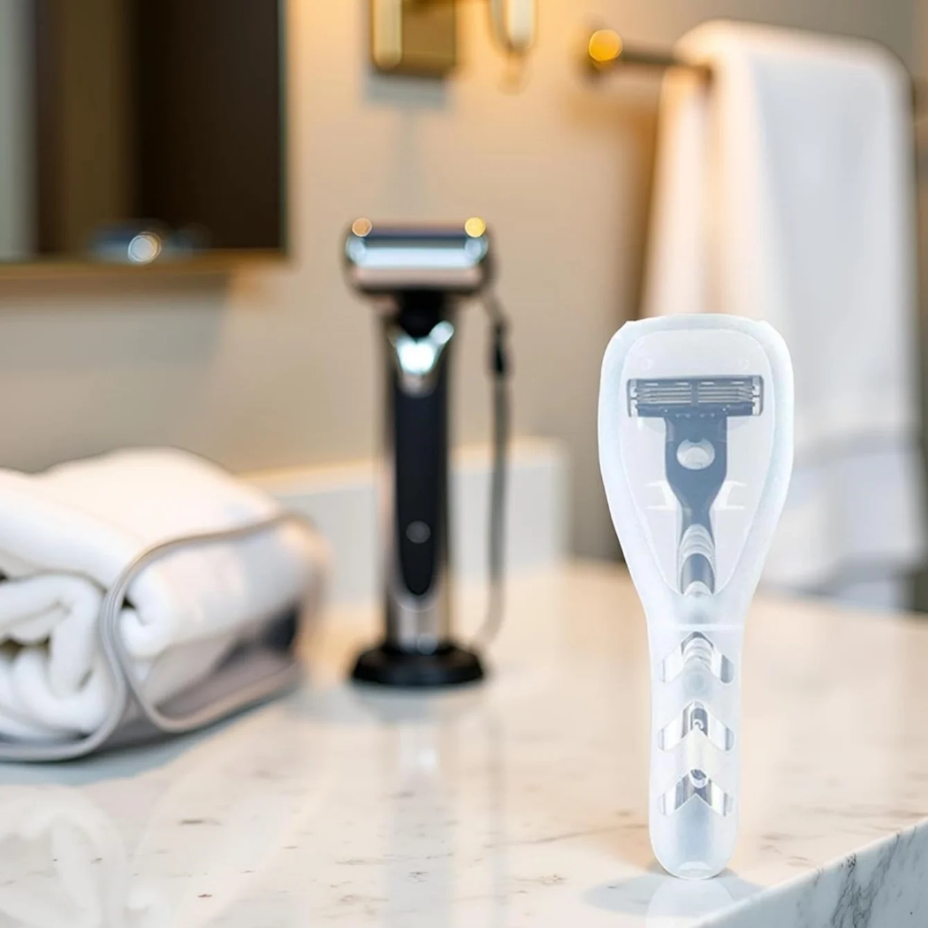 Clear Portable Travel Razor Protector Case - Shaver Holder and Storage Box