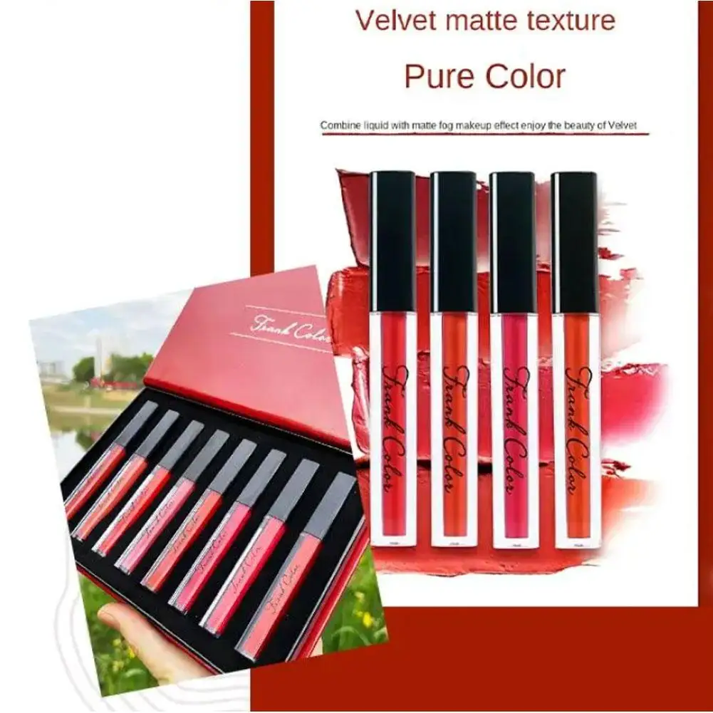 

8pcs/1set Matte Lipstick Set Velvet Lip Glaze Color Non-fading student Lip Waterproof gloss Makeup lip Lasting Charm Q6I9