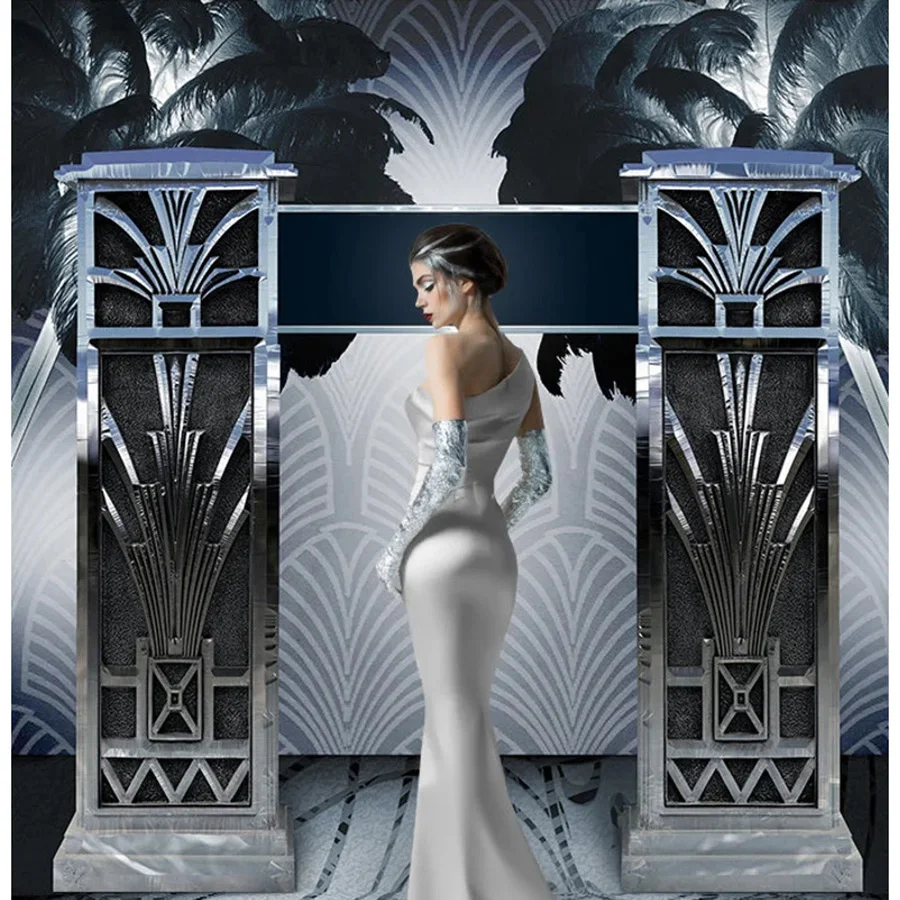 Ruini - Fondale Stile Anni '20, Decorazione Artistica Degli Anni '20, Motivo: The Great Gatsby, Per Adulti, Compleanno, Matrimonio, Anniversario, Festa, Decorazione Retrò, Sfondo Per Foto - 3