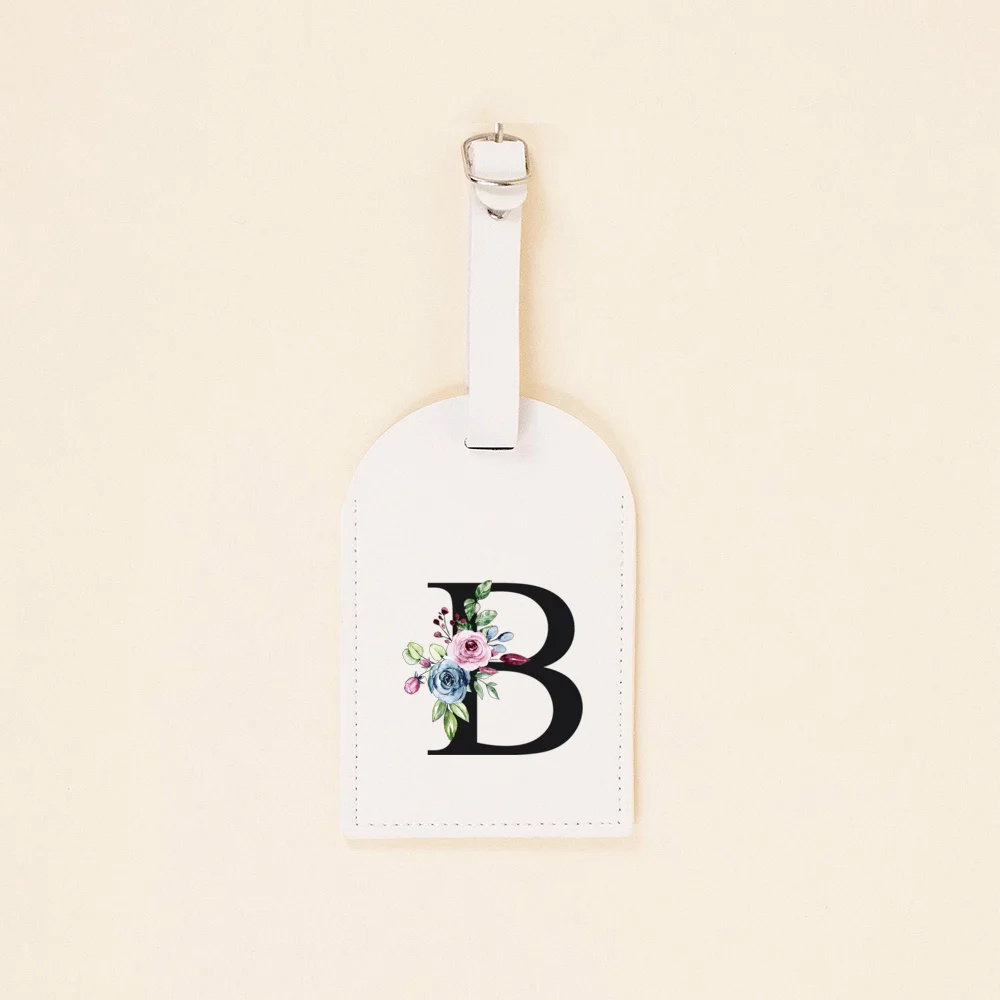 Initial Luggage Tags for Suitcases Tags Identifiers Leather Travel Tags Privacy Cover Floral Monogram Initial Luggage ID Tags