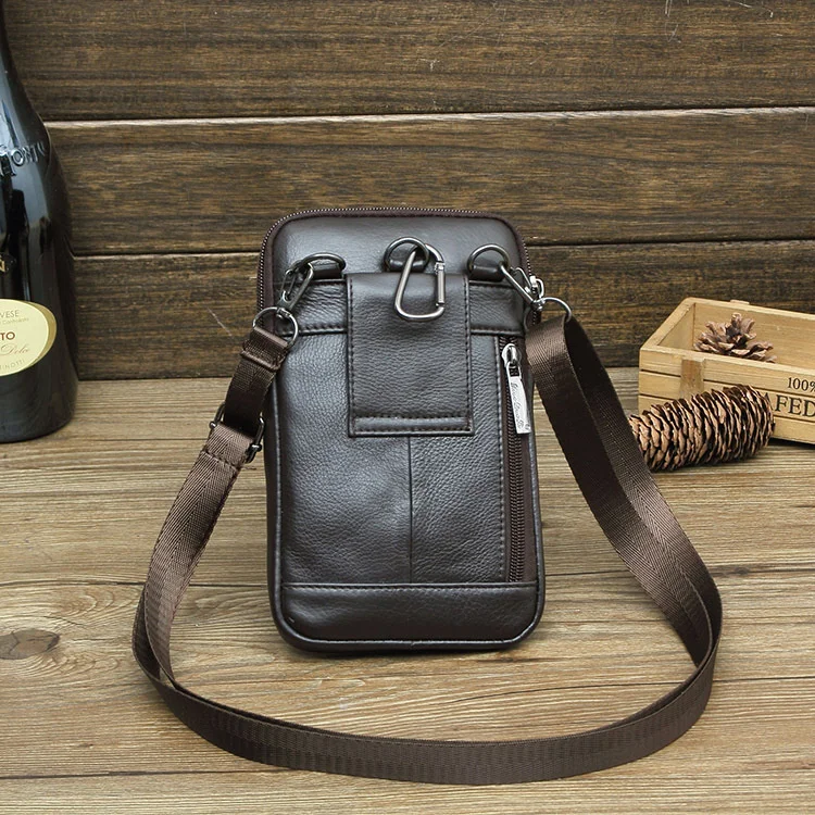 Borsa a tracolla da uomo cintura in pelle marsupio per cellulare in pelle bovina Mini borsa a tracolla da 7 pollici - immagine 3